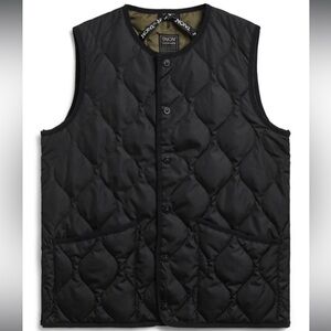 NEW Unisex Military Crew Neck Down Vest TAION minimalist quilted vest black